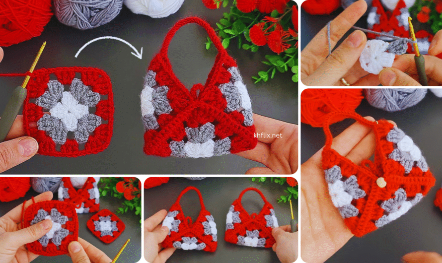 🧶 Crochet Mini Bag Purse Keychain (Red Color) – Step-by-Step Pattern