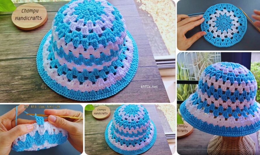 👒 Easy Crochet Sun Hat Tutorial (Blue & White Striped)