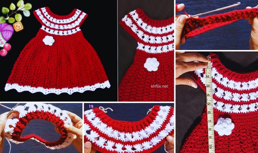 👗 How to Make a Crochet Baby Dress Pattern | Frock for 2-Year-Old Girls in Red and White Color
