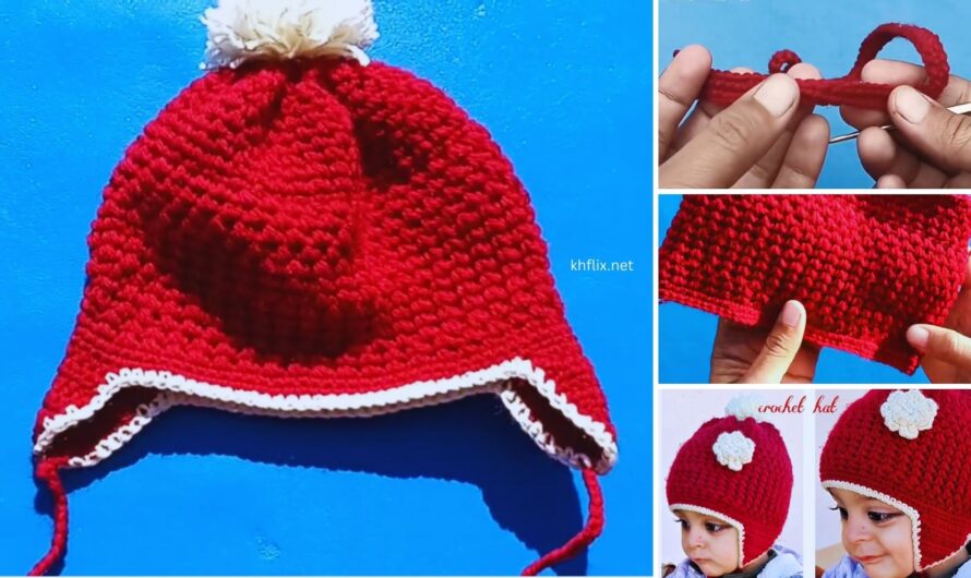 🎀 How to Make an Easy Crochet Baby Hat in Red with Rose Flower on Hat