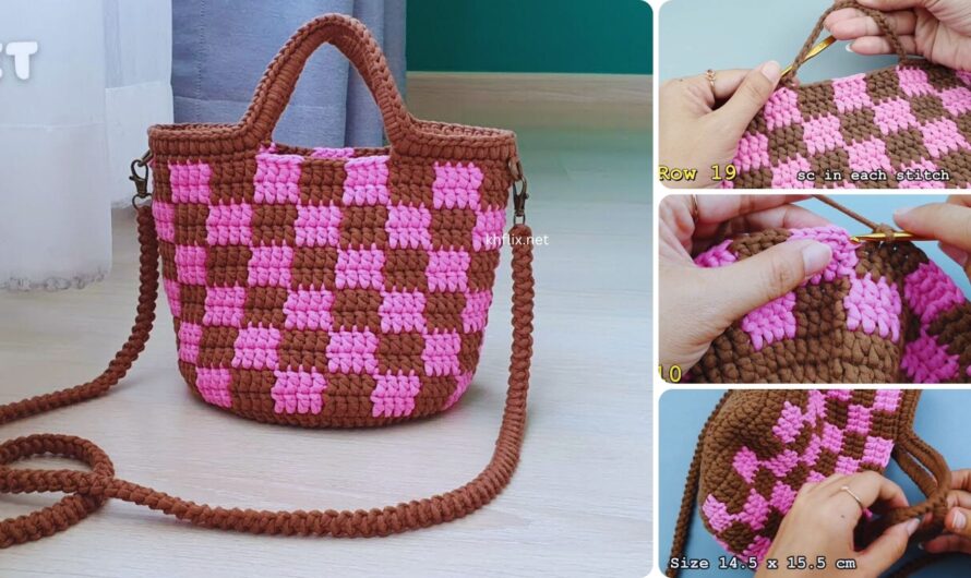 🧶 How to Crochet a Checkered Stitch Crossbody Bag: A Complete Step-by-Step Pattern