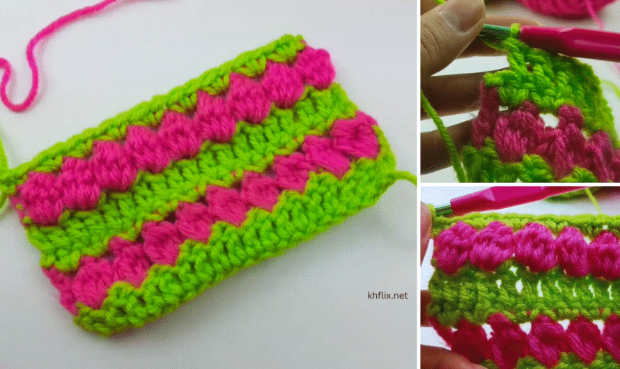🌷 How to Make a Crochet Tulip Stitch (on a Bag)