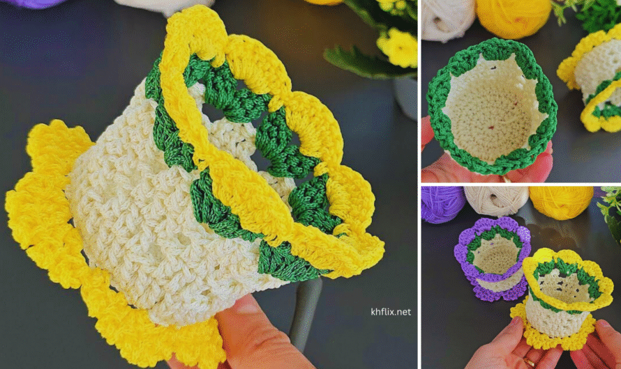 🧺 Super Easy & Useful Crochet Decorative Flower Basket – Beginner Friendly