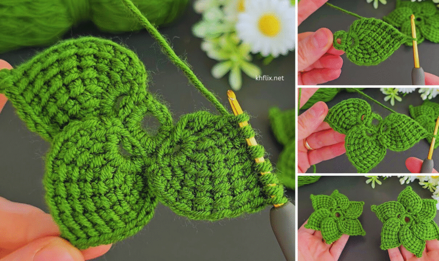 🌿 How to Make a Super Easy Crochet Leaf Flower (Two-Ideas)