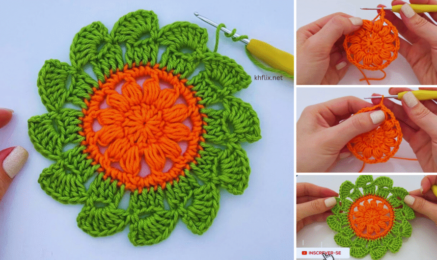 🧶 How to Make a Two-Color Crochet Coaster