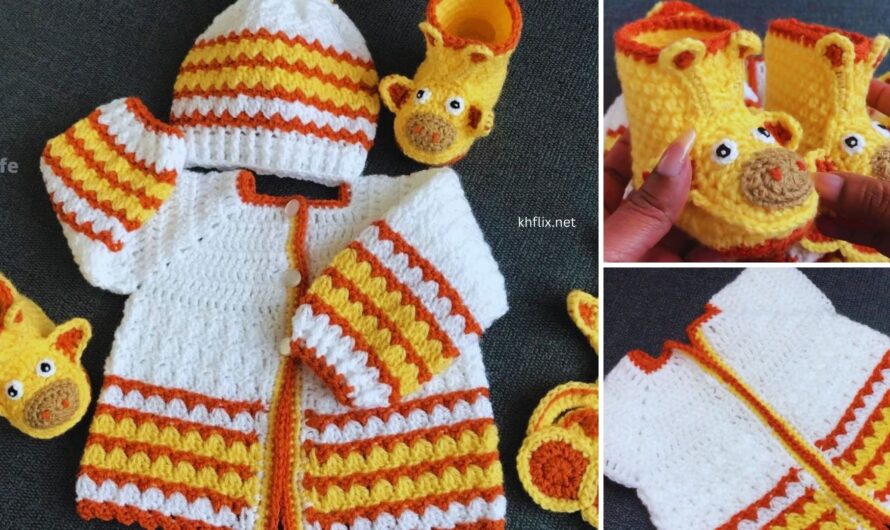🥼🦺 How to Make a Beautiful Crochet Baby Cardigan with Three Colors – A Step-by-Step Tutorial