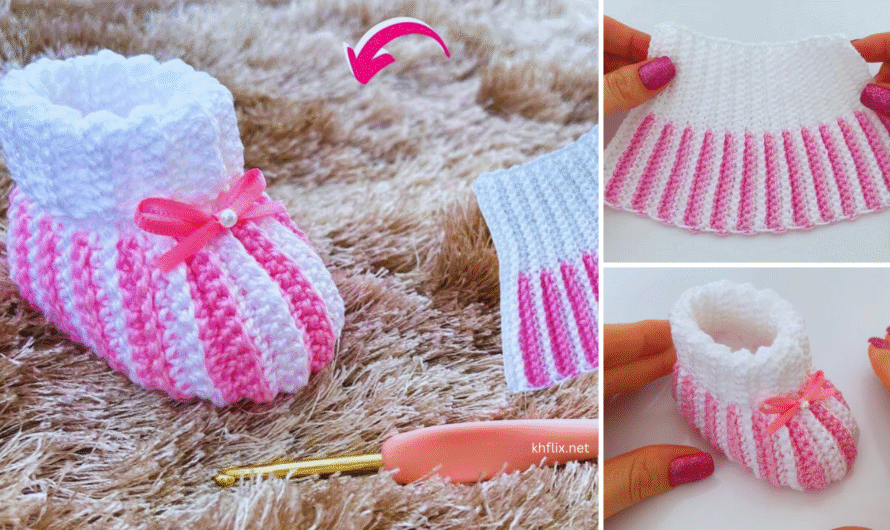 🧵 How to Crochet Two-Color Baby Shoes (Booties) – A Complete Guide