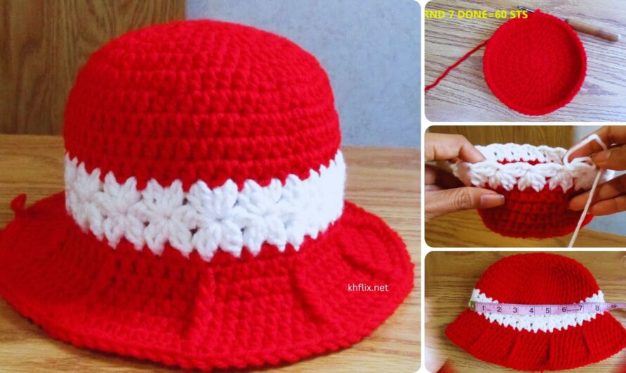 👒 Crochet Baby Girl Hat Pattern – Red and White (0–6 Months)