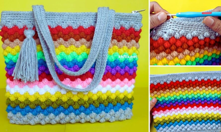 👜 How to Make a Beautiful Striped Bubble Crochet Bag