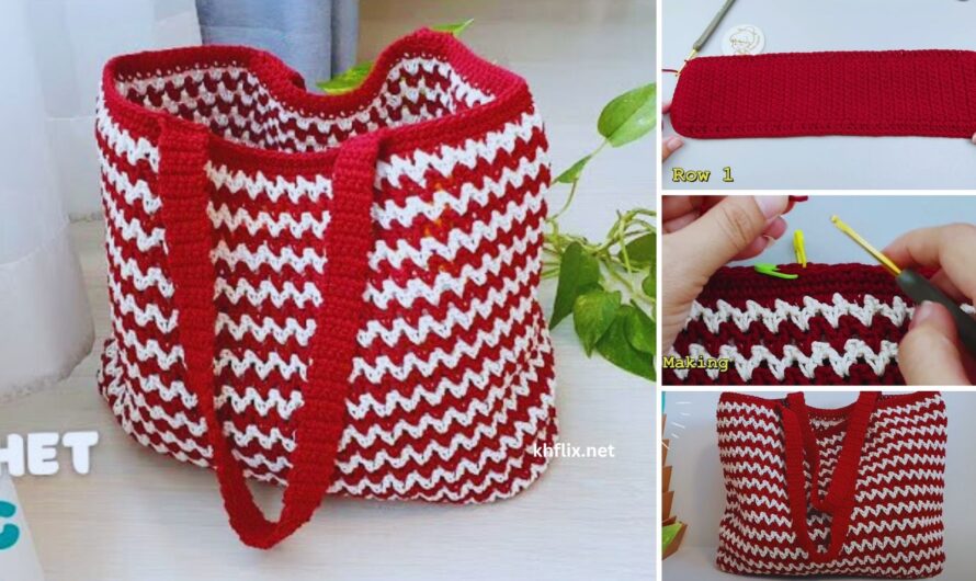 🧵 How to Make an Easy Crochet Tote Bag – Stripe Style
