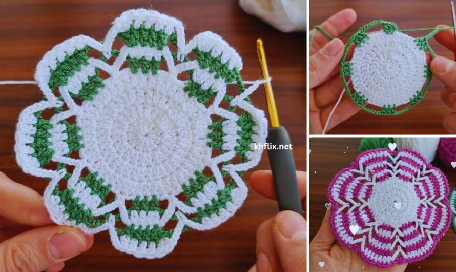 🧶 How to Make a Beautiful Crochet Cup Coaster – Multicolor