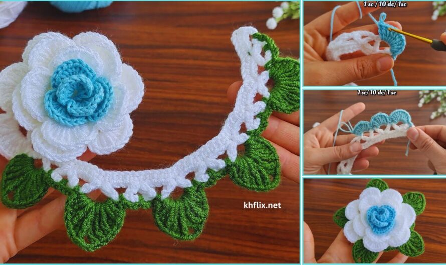 🌹 How to Crochet an Eye-Catching Three-Color Rose Flower (Full Step-by-Step Guide)