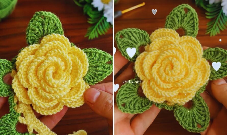 🌹 How to Make a Beautiful Crochet Rose Flower Motif