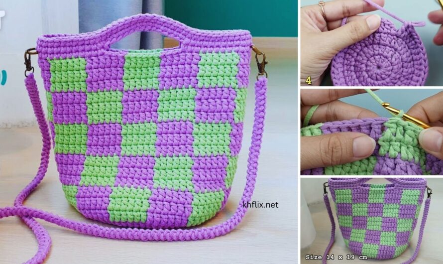 👜 How to Make a Crochet Checkered Stitch Crossbody Bag