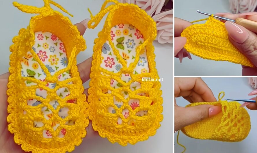 👟 Beautiful Baby Shoe Crocheted with Yellow Color + Video