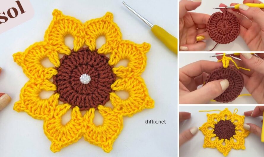 Beautiful Crochet Coaster Flower Tutorial (Yellow Color)☀☀
