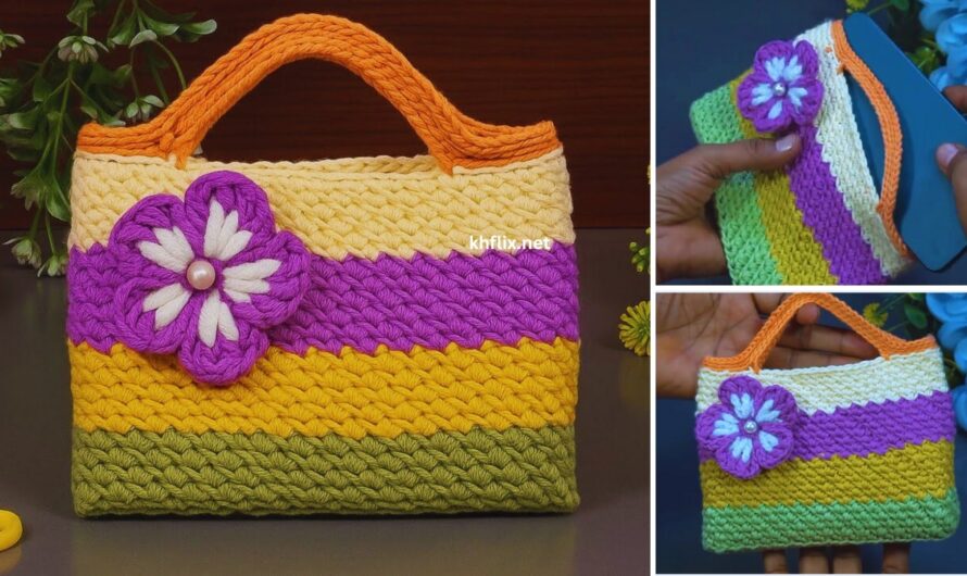 👜 DIY Crochet Mini Handbag with Striped Colors – Step by Step
