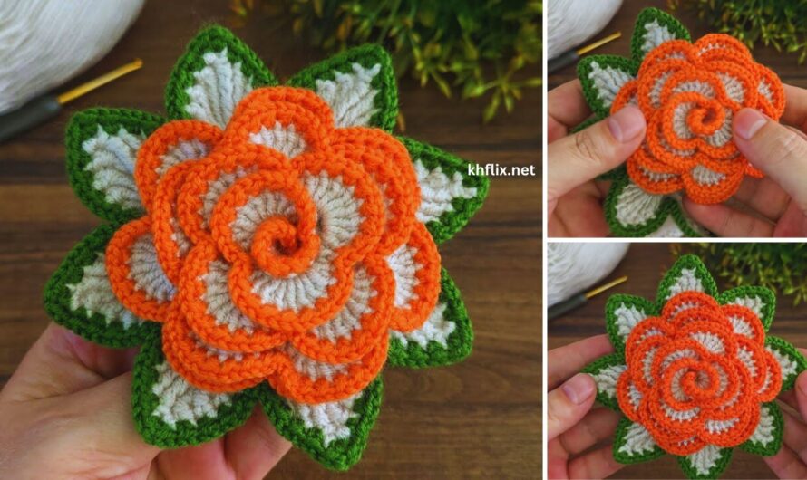 🌹 How to Make a Beautiful Big Rose Crochet Flower