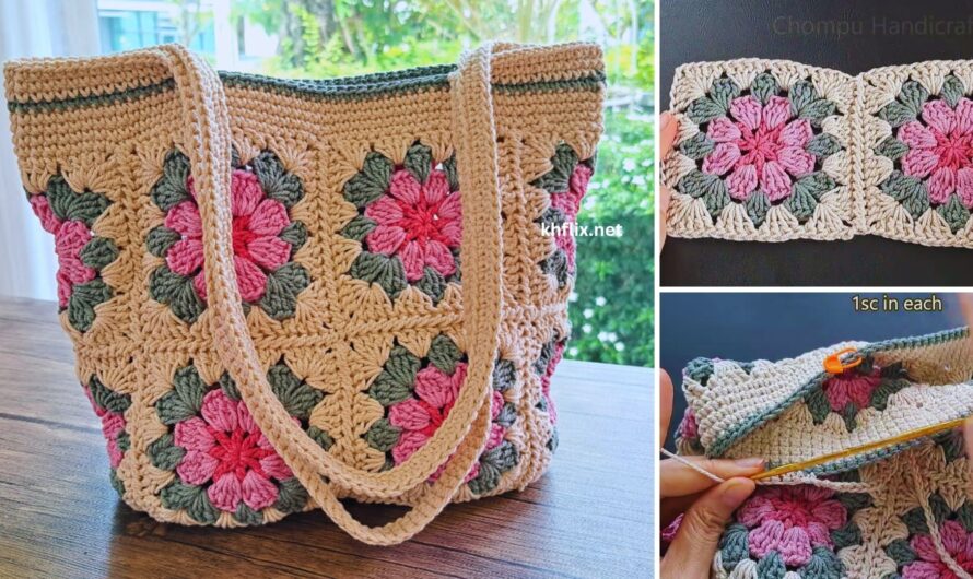 👜 Crochet Flower Granny Square Bag – Step by Step