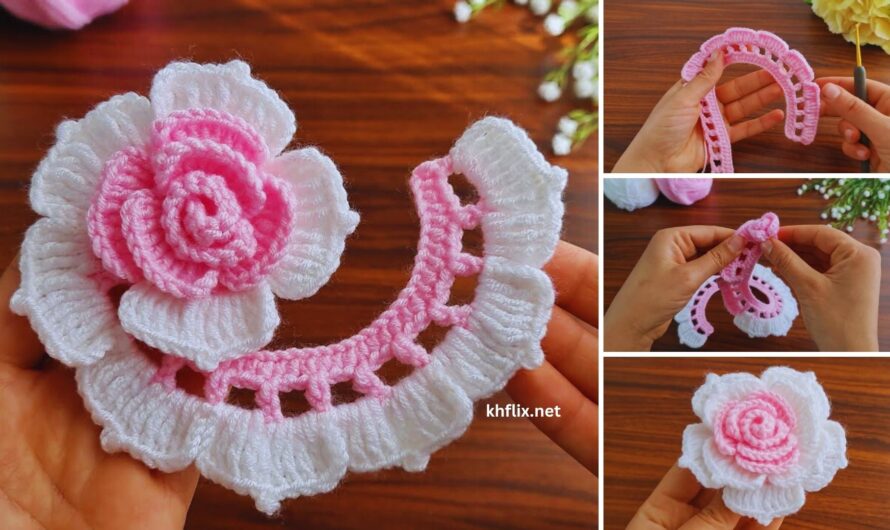 🌹 How to Crochet a Beautiful Two-Color Rose Flower (Step-by-Step Guide)