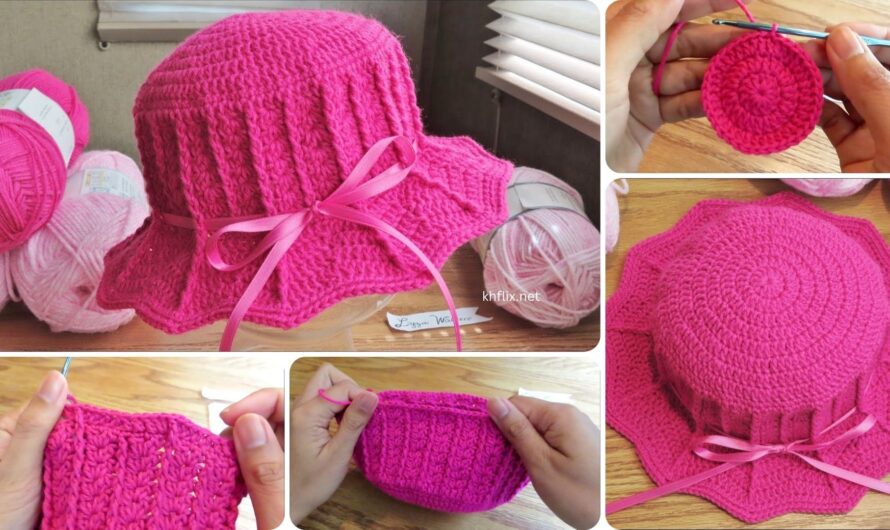 👒 Crochet Rippled Brim Sun Hat Pattern (Size: 1-Year-Old)
