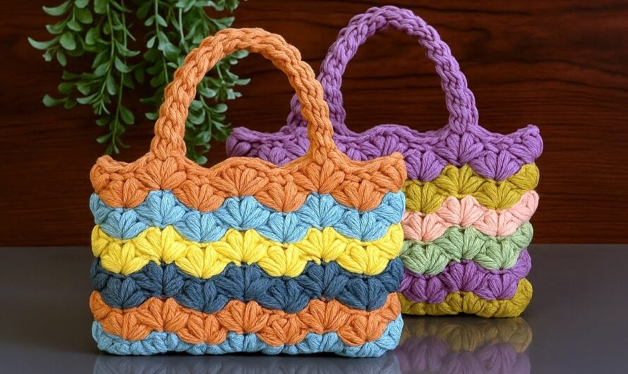 👜 Crochet Multicolor Handbag Using Ocean Wave Stitch – Step by Step