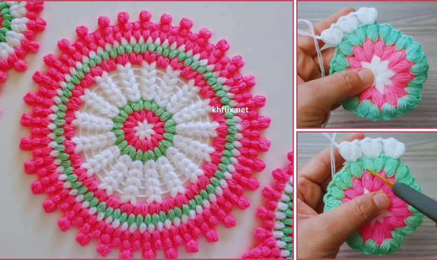 🌼🌸 How to Crochet a Beautiful Puff Flower Table Runner – Step by Step