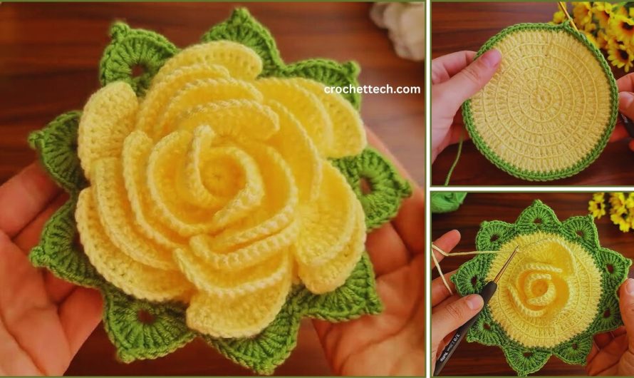 🌹🌿 How to Make a Crochet Leaf Rose Flower – Complete Beginner’s Guide