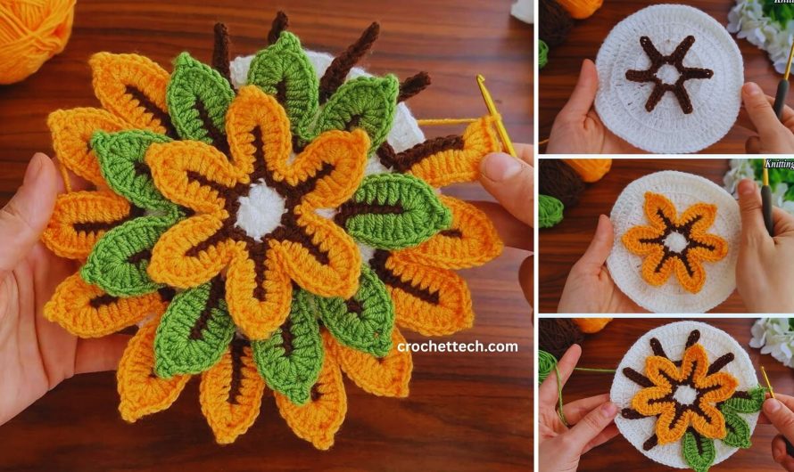 🌻 How to Make a Beautiful Crochet 3D Sunflower | Step-by-Step