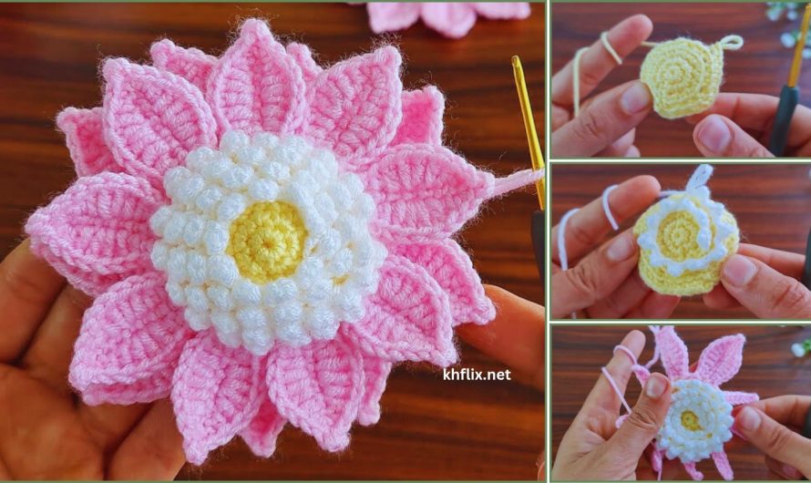 🌸🧶 How to Crochet a 3D Flower with Three Colors | Step-by-Step Tutorial