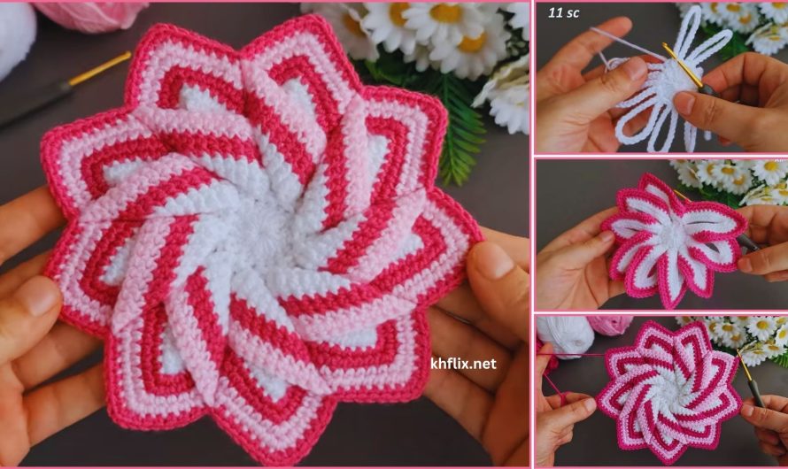 How to Make a Beautiful 3D Flower Motif Crochet Coaster — Step by Step 🌸🌸🌸