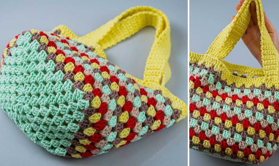 Crochet Tote Bag with Striped Color – Step by Step Tutorial👜👜🧵