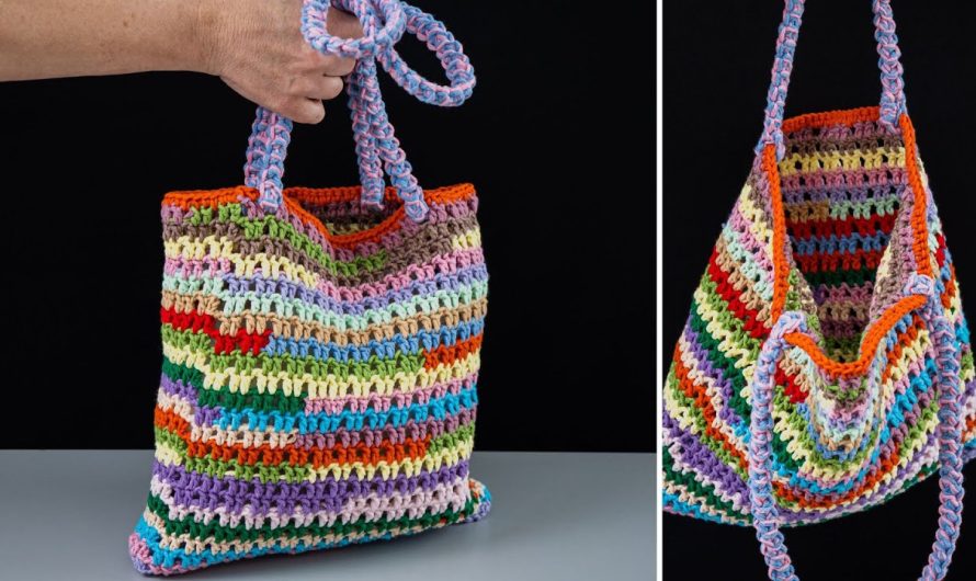 👜 How to Make an Amazing Crochet Tote Bag from Yarn Scraps | Step-by-Step Tutorial