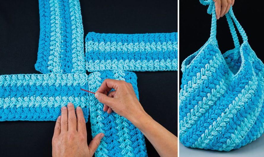 🧶👜 Simple Crochet Tote Bag with Stripes – Beginner Friendly