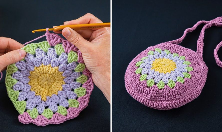 How to Crochet Granny Square Shoulder Bag | Tutorial Pattern🧵👜🧶