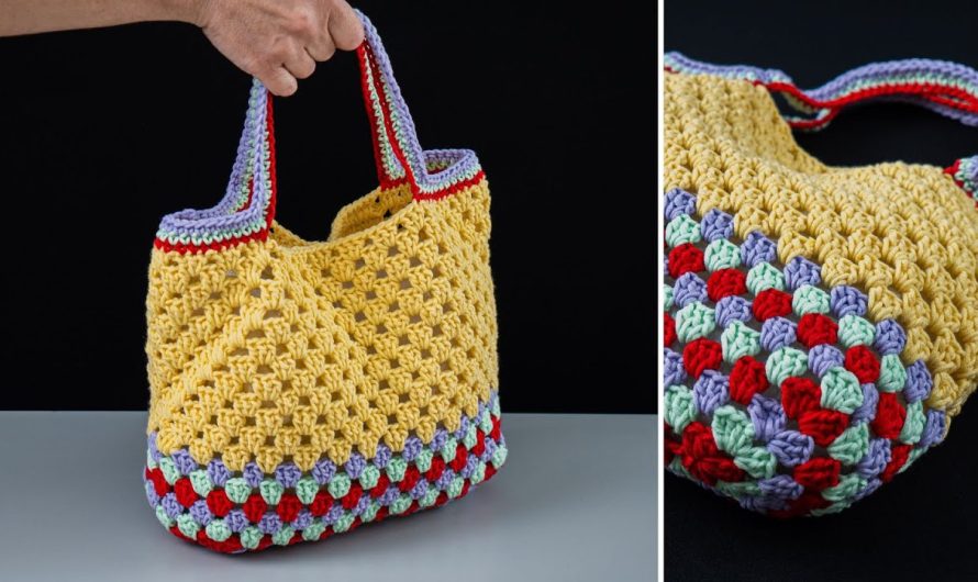 👜 Simple Crochet Tote Bag with Striped Color – Beginner Friendly
