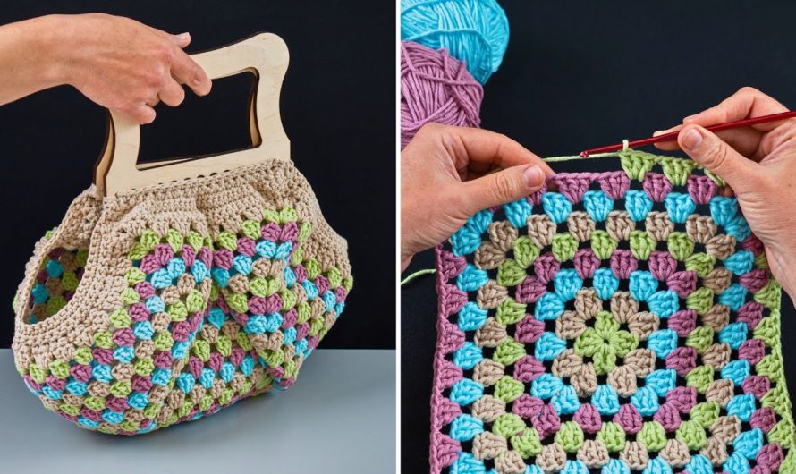 👜 How to Crochet a Granny Square Handbag with Striped Colors