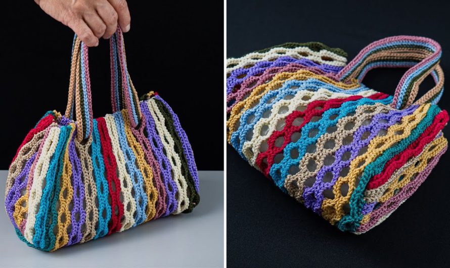 👜 How to Crochet a Multicolor Bag from Yarn Scraps – Step-by-Step