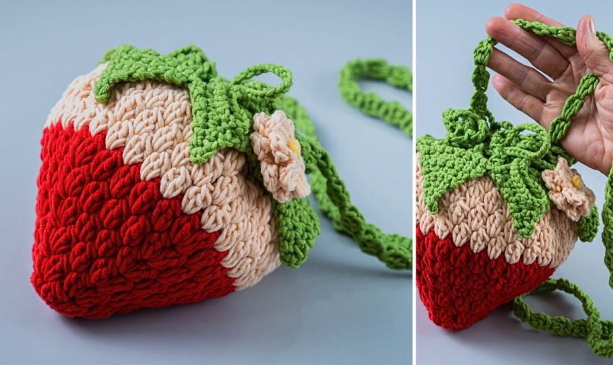 👜🍓 DIY Crochet “Strawberry” Bag for Beginners (Multicolor, Easy Pattern)
