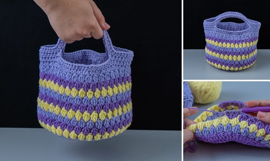 👜 Easy Crochet Handbag with Stripe Color – Step-by-Step Tutorial for Beginners