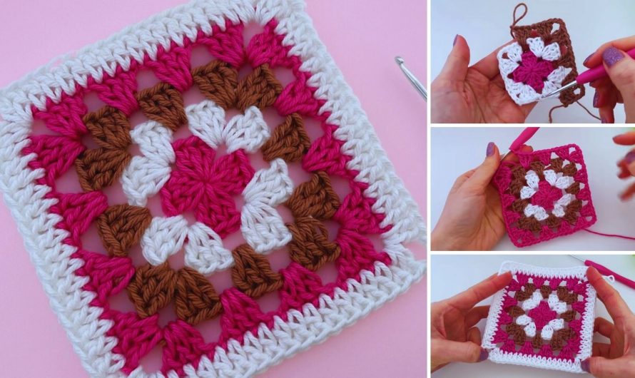 🧶 How to Crochet a Hollow Square with Striped Pattern for Beginners | Step-by-Step Tutorial