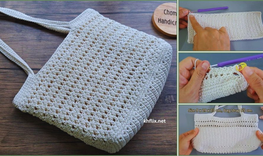 🧶 How to Crochet an Easy Tote Bag Using the Air Star Stitch (Step-by-Step)