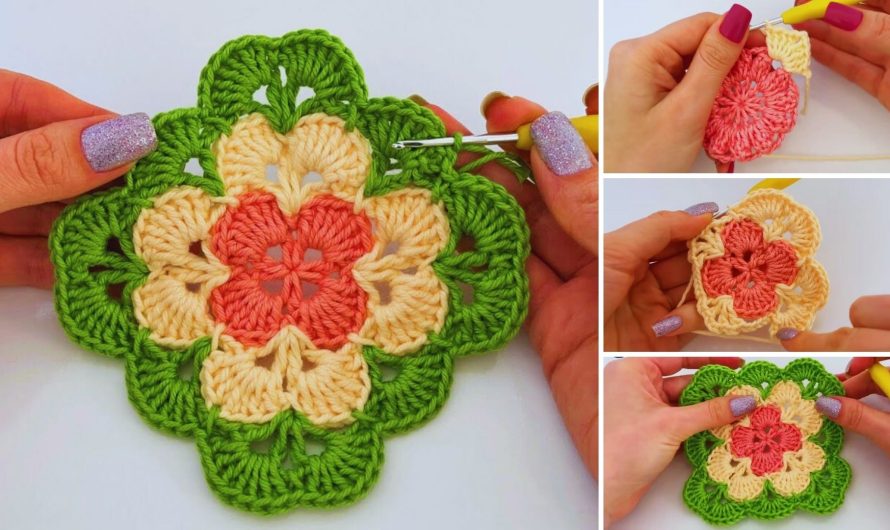 🧶 How to Crochet a Square with Three Colors | Step-by-Step Tutorial