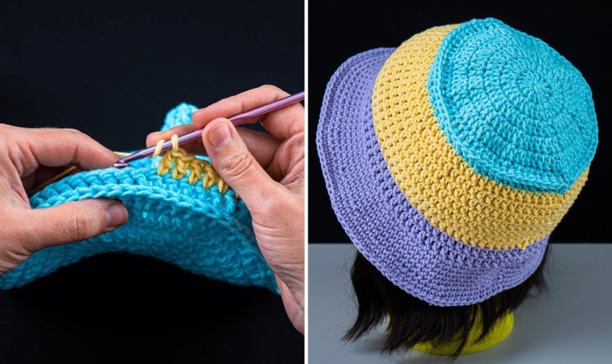 How to Crochet a Striped Bucket Hat – Step-by-Step Tutorial for Beginners!👒👒👒💖