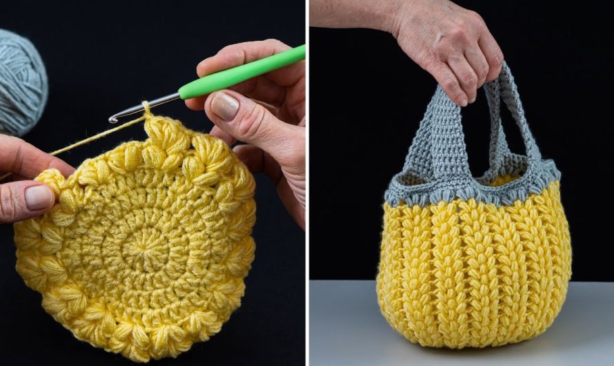 🧶👜 How to Crochet a Cute Mini Tote Bag – Yellow Color