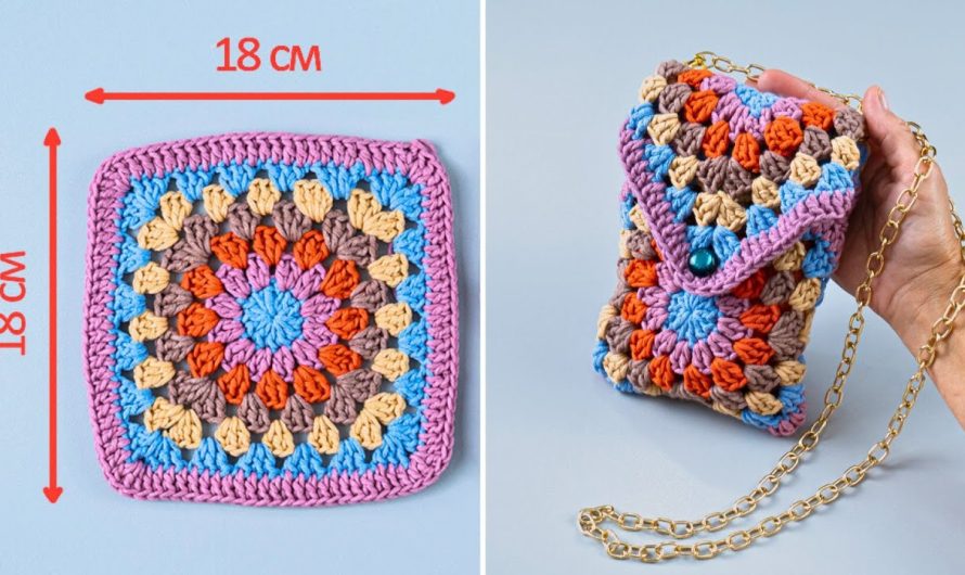 👜📱 How to Crochet a Granny Square Multicolor Phone Bag — Tutorial Pattern