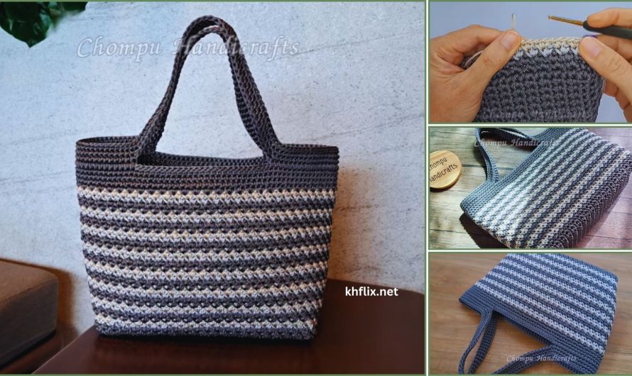 🧵 How to Make a Crochet Handbag with Striped Color — A Step-by-Step Guide for Beginners👜👜🧶