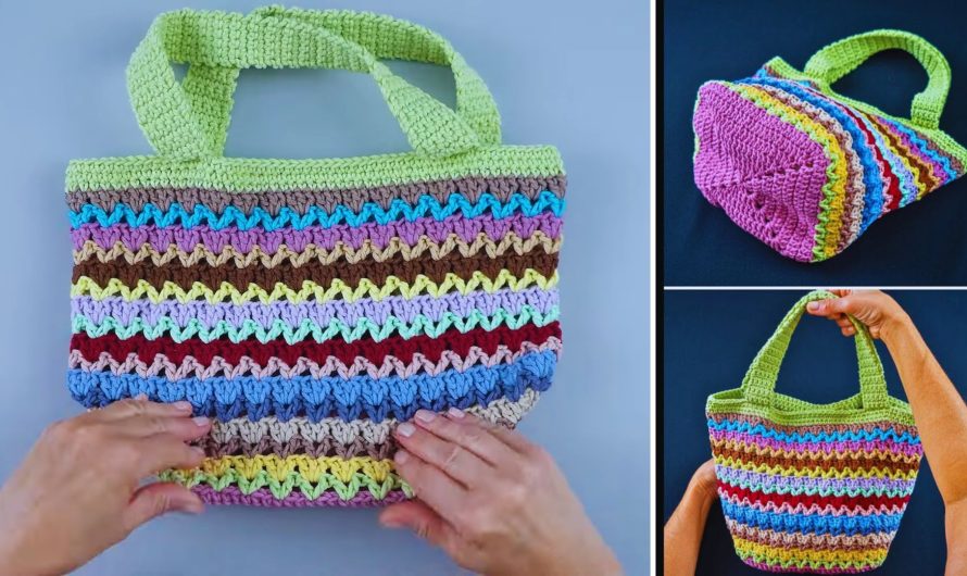 🧶👜 How to Crochet a Multicolor Tote Bag from Yarn Scraps (Step-by-Step Guide)