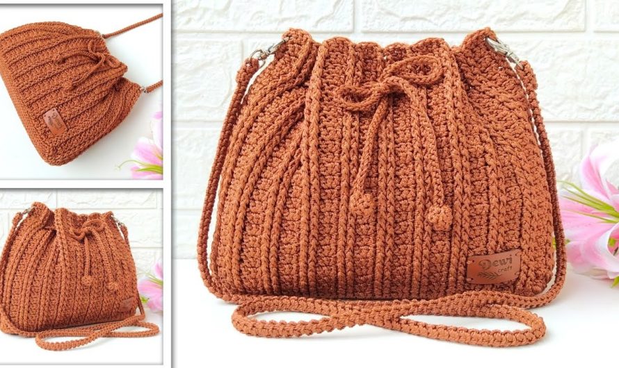 🧶🌸 How to Make Very Beautiful Crochet Drawstring Bags | Easy for Beginners