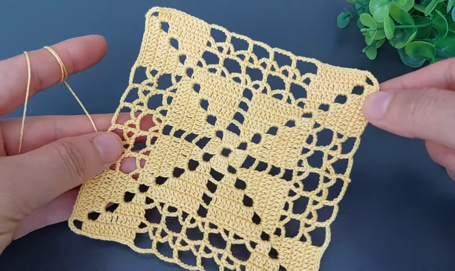 Amazing Crochet Square Motif | Filet Lace Star Pattern for Table Runners🧶🧶💖🍀